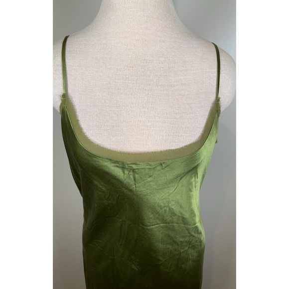 Reformation Malorie Silk Leaf Green Thigh Tie Maxi Dress Size 12 - Picture 6 of 12